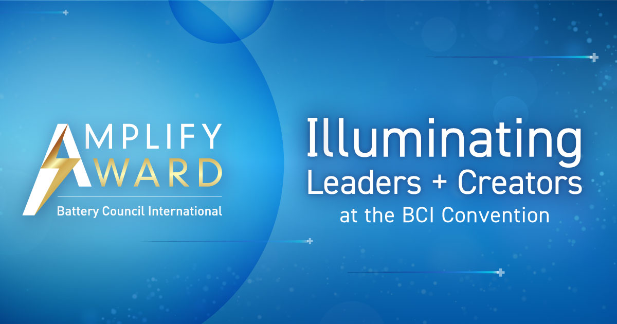 Graphic with blue background and the logo for the BCI Amplify Award.